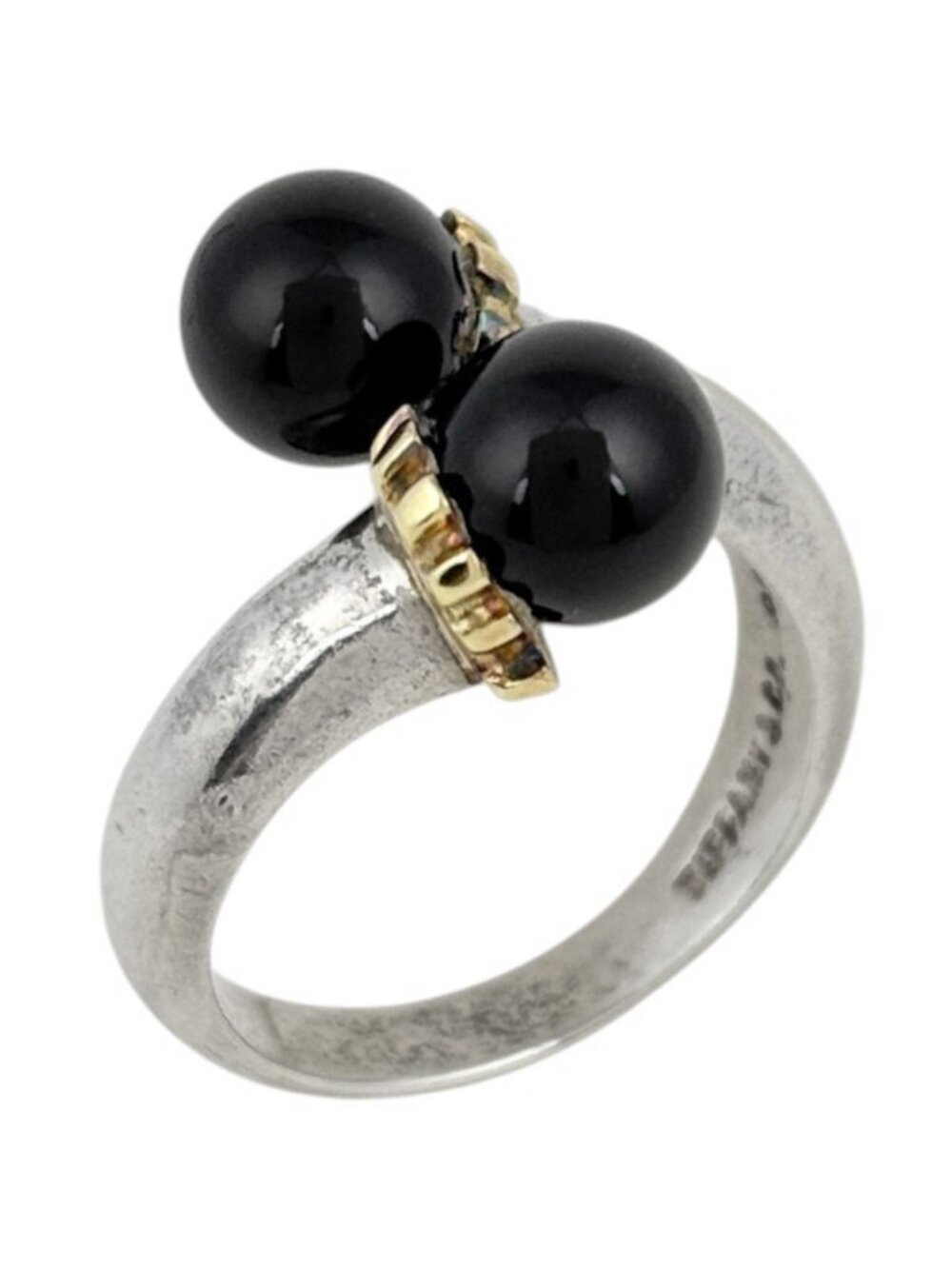 Tiffany & Co Ring 18k Silver Onyx Black